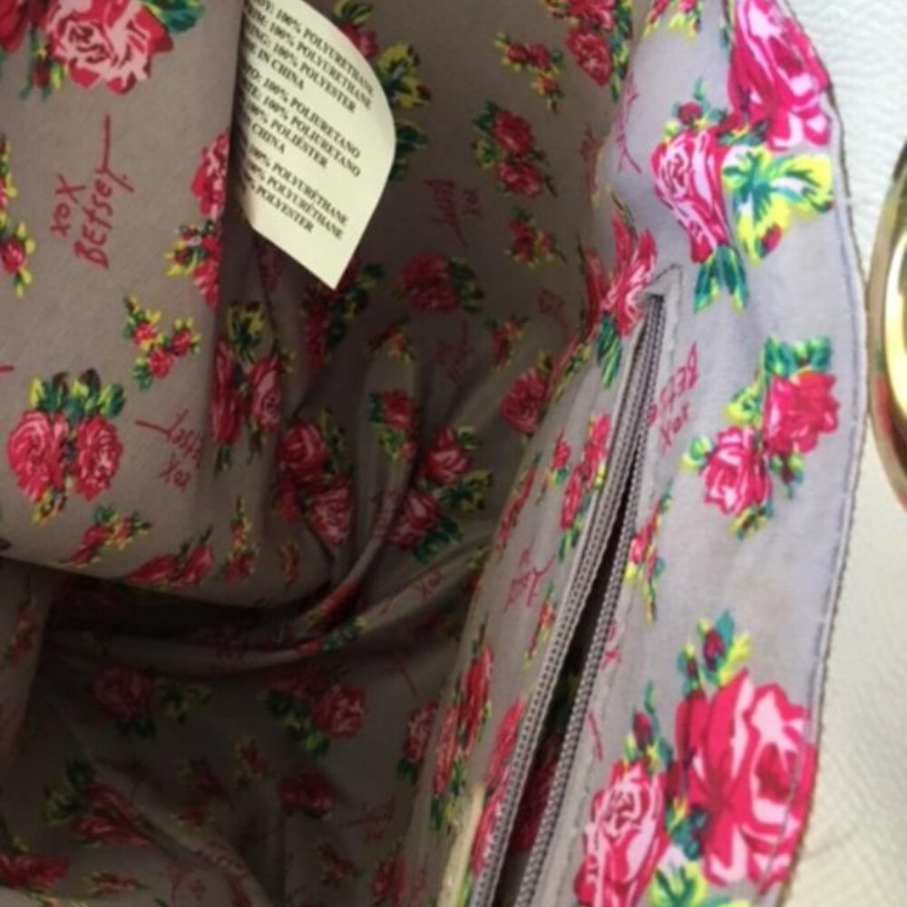 Betsey Johnson Cream Tote with Floral Scarf and Detachable Pouch - Picture 8 of 11